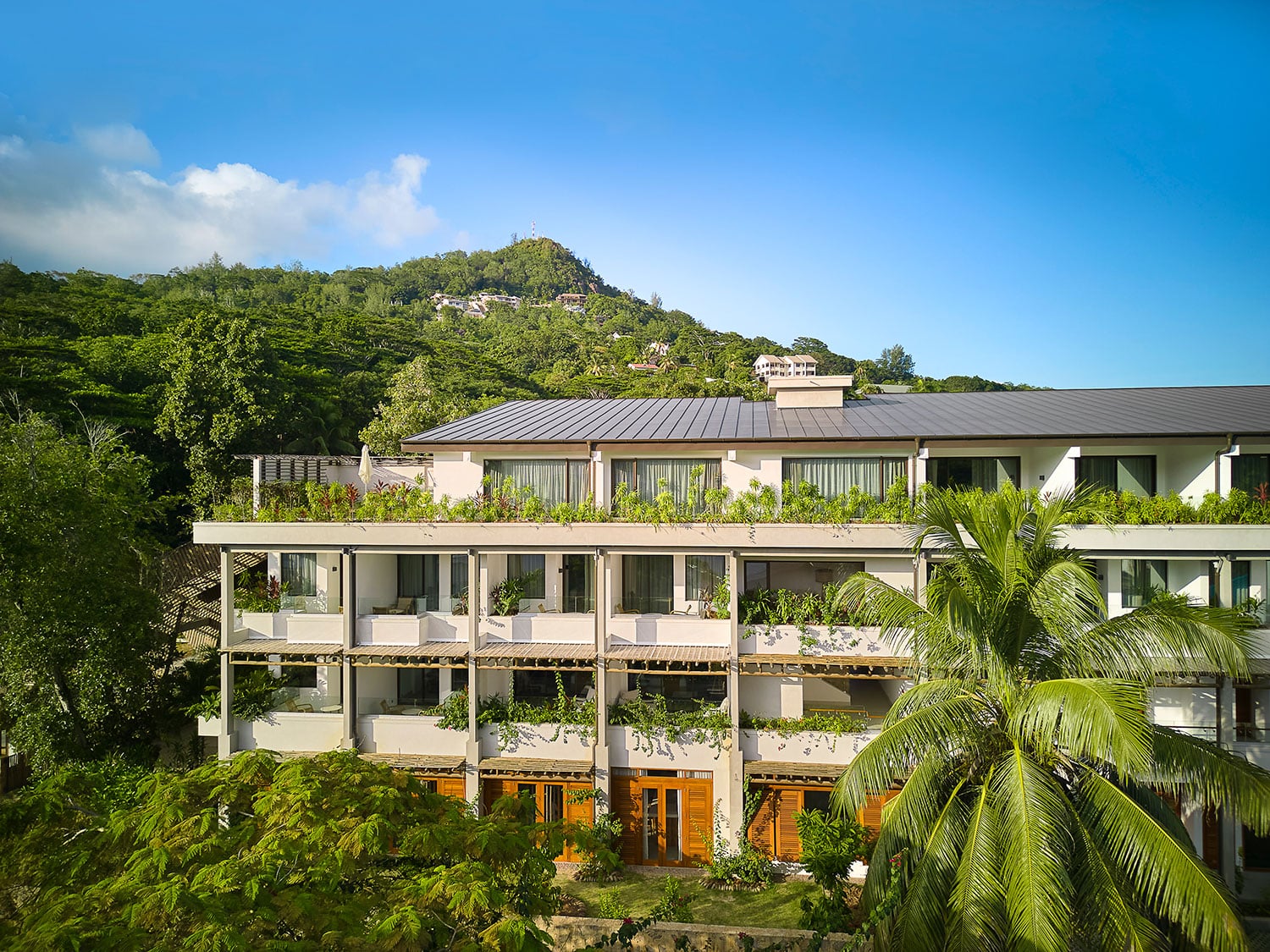The exterior of Laïla, Seychelles, a Tribute Portfolio Resort, Marriott's first resort in Seychelles.