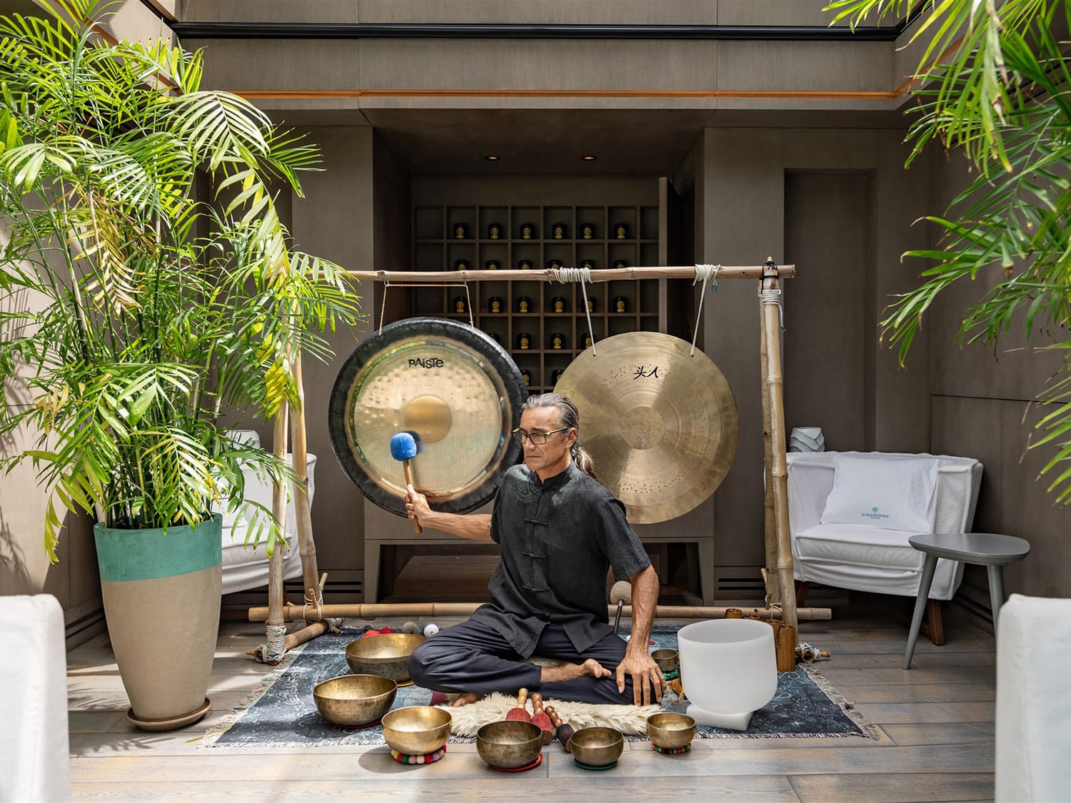 The Aquatic Tibetan Bowls by Marine Delfino experience at St. Barth's Le Barthélemy Hotel and Spa.