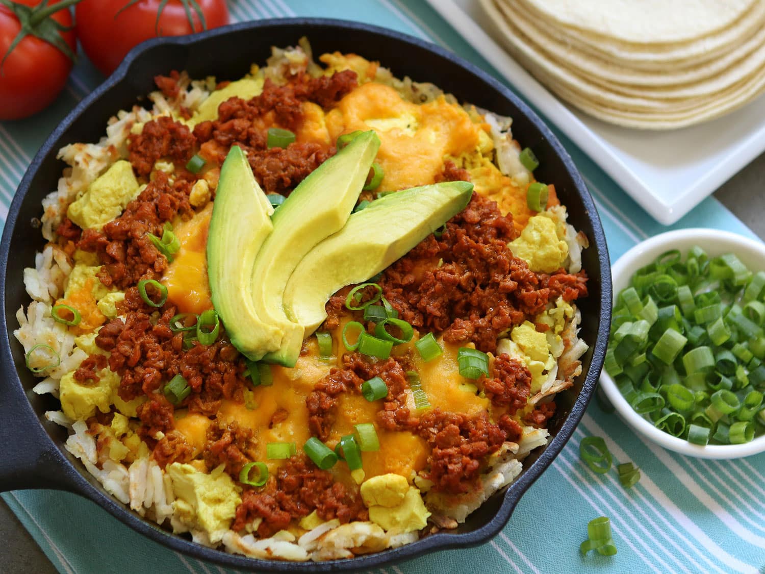 A corn and rice dish featuring Before the Butcher’s Uncut plant-based chorizo.