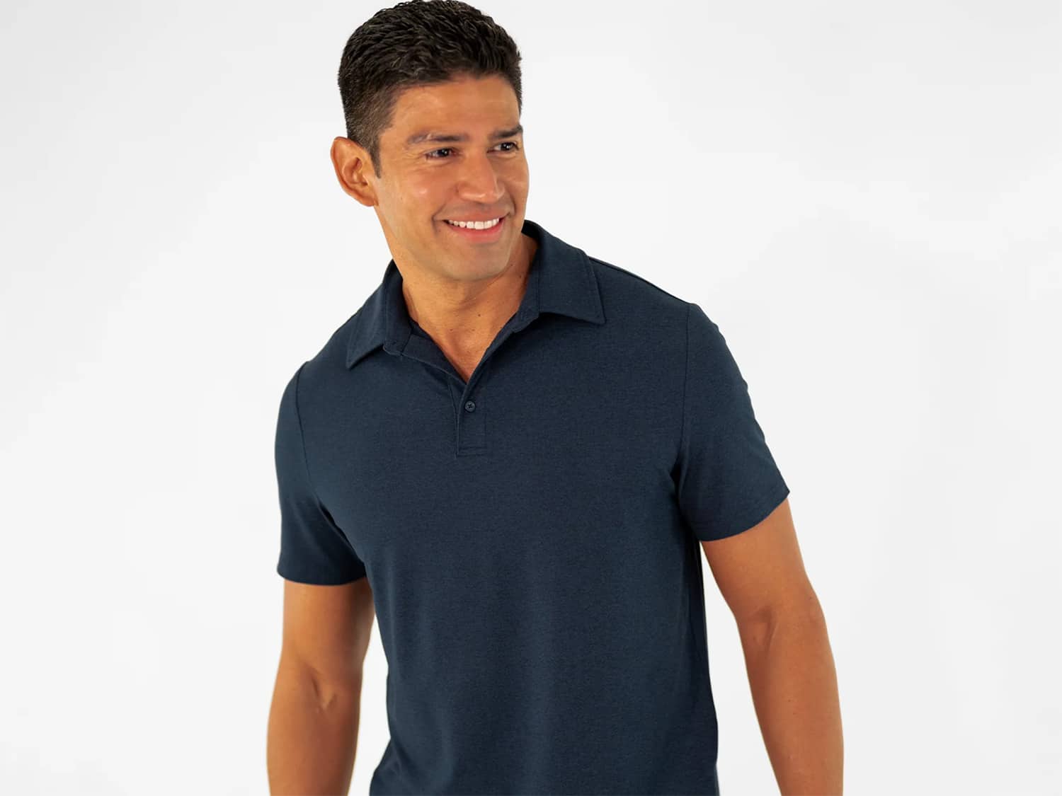 A man wearing a Bearbottom Tech Polo