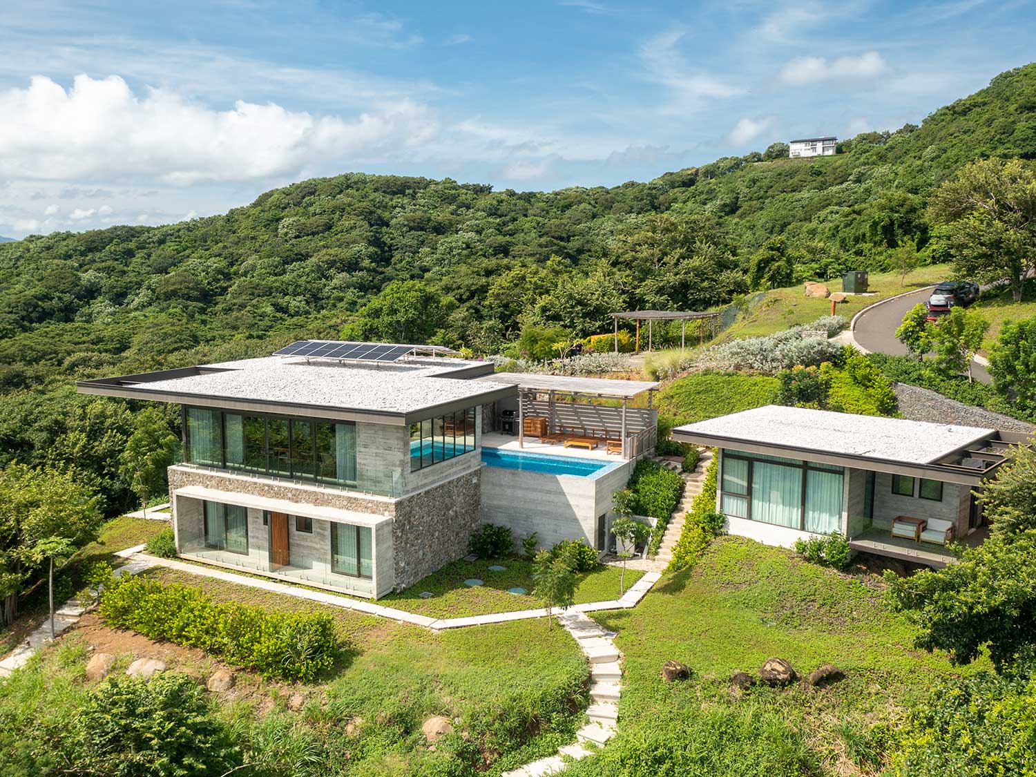 An exterior view of a Sunset Villa in the private community of Costa Elena in Costa Rica.