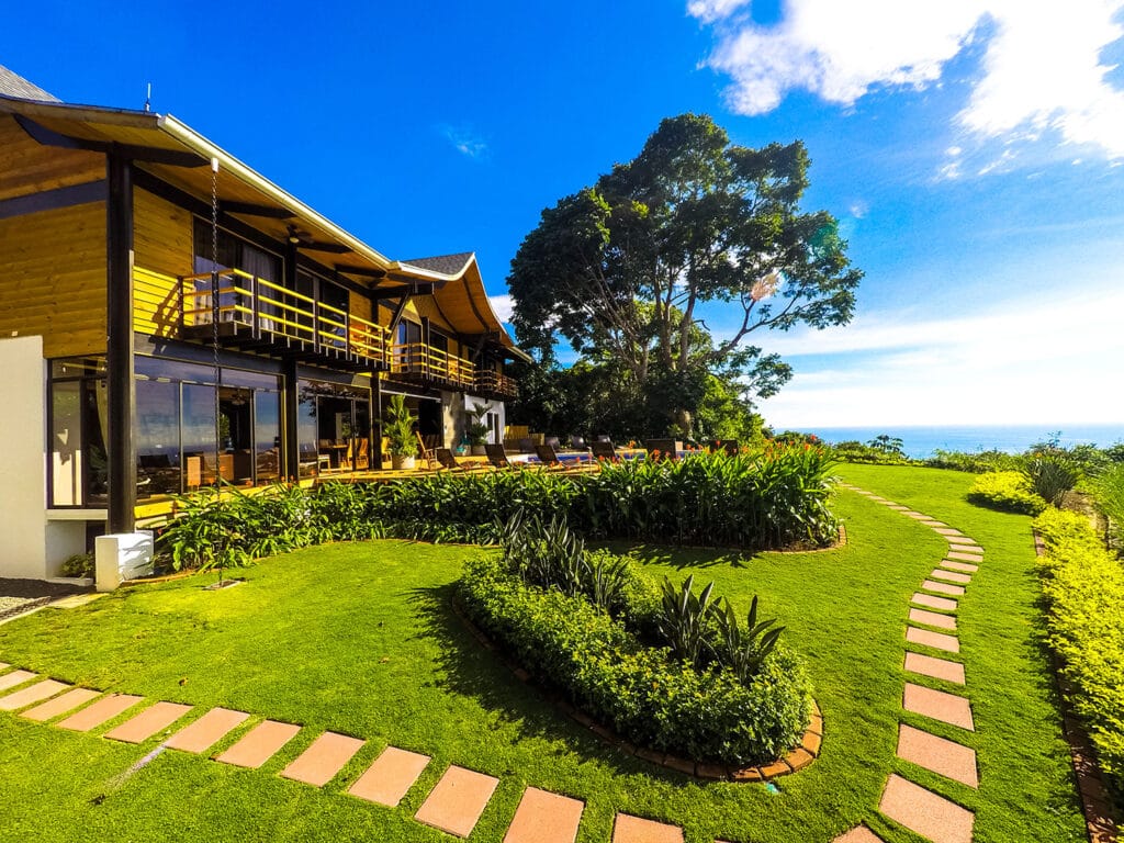An exterior view of the property at the Kalon Surf resort in Costa Rica.