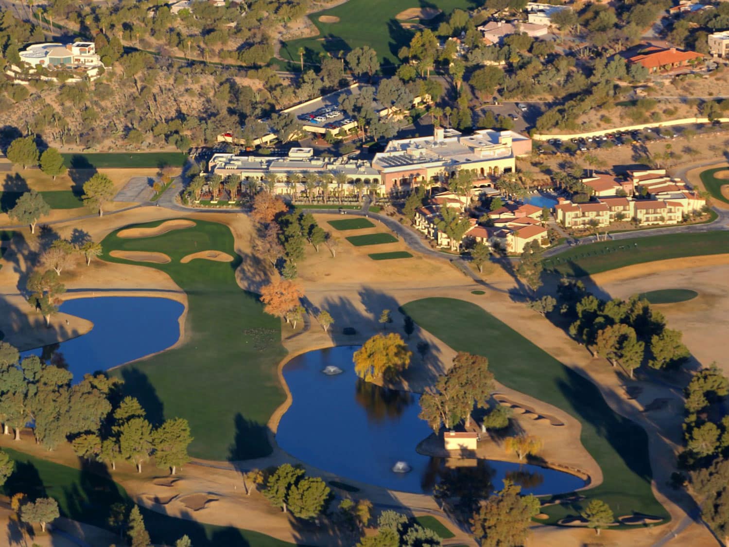 An aerial view of the resort and golf course at Omni Tucson National Resort in Arizona.