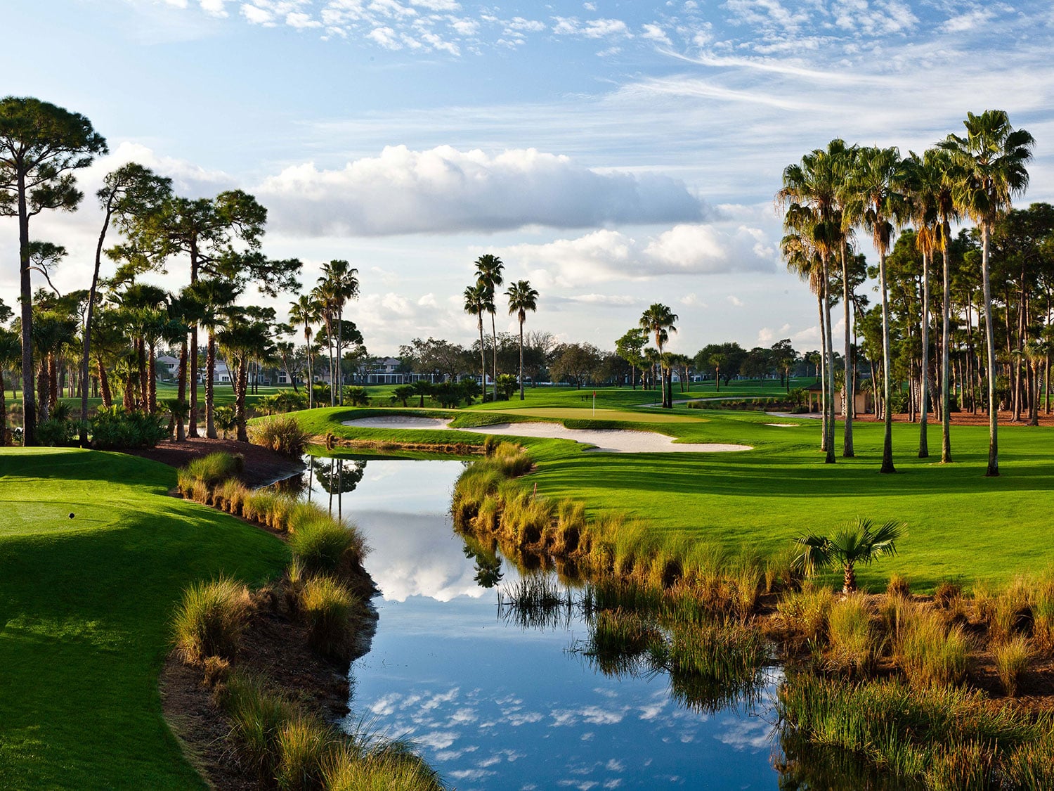 Hole 3 at The Champion golf course at the PGA National resort in Palm Beach Gardens, Florida.