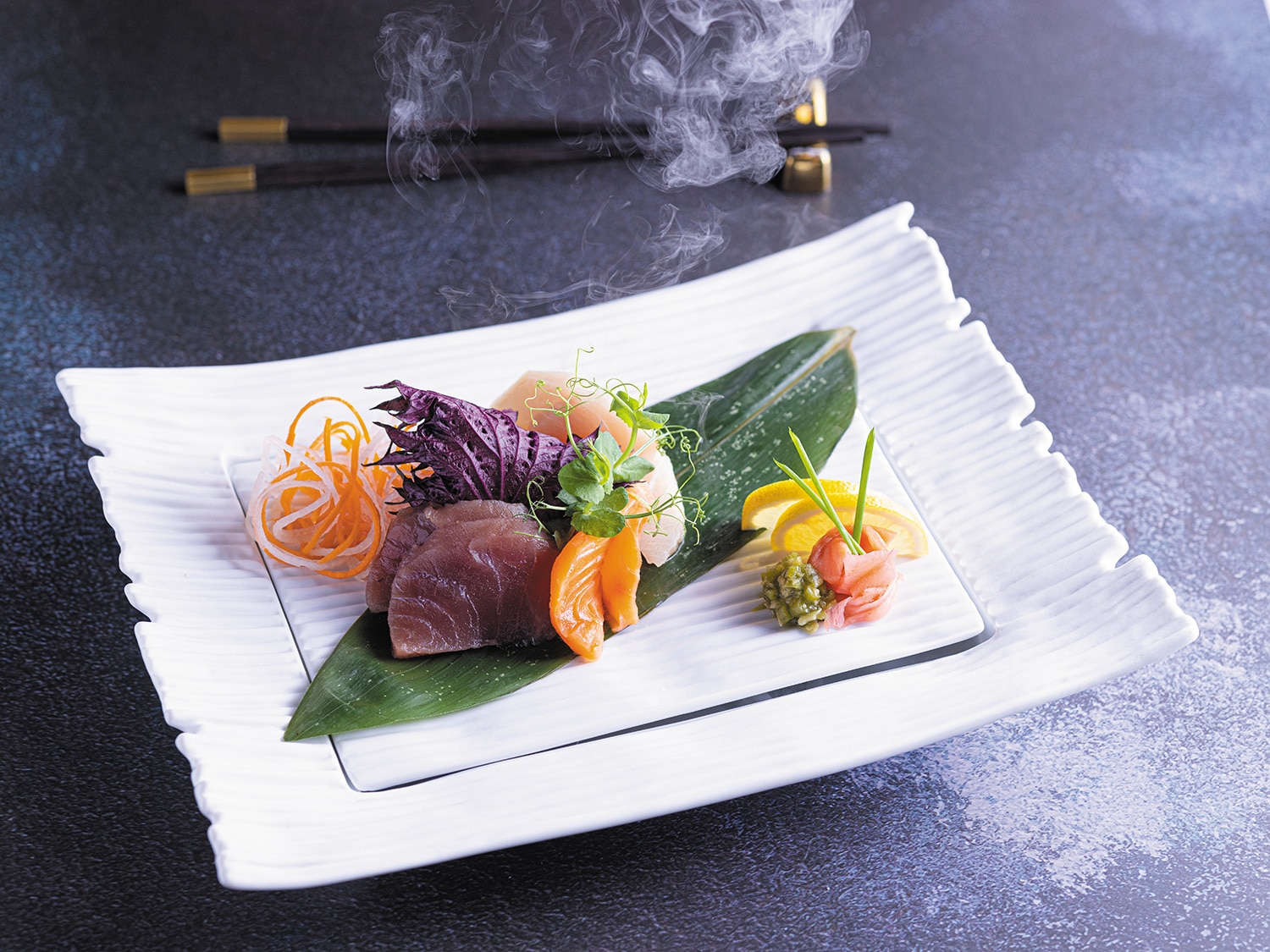 A plate of tuna and sashimi from the Pacific Rim restaurant on the Regent Splendor cruise ship.