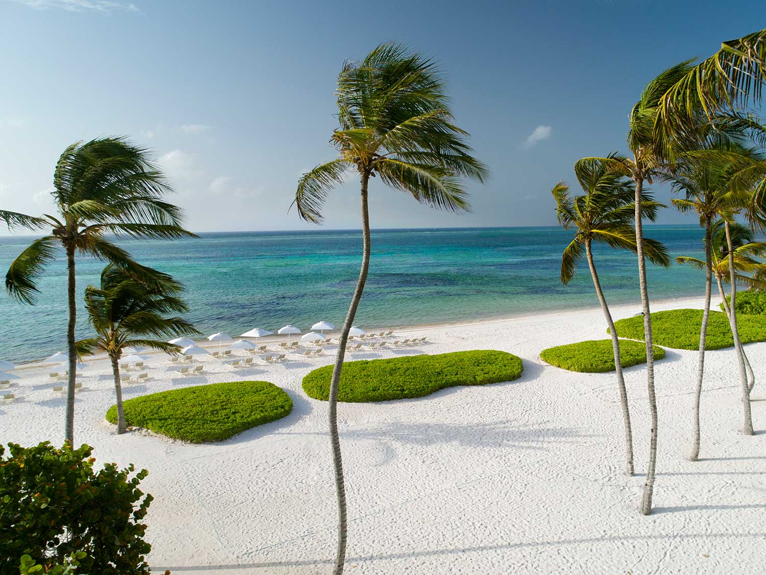The beach adjacent to The Westin Puntacana Resort & Club in Punta Cana on the Caribbean island of the Dominican Republic.