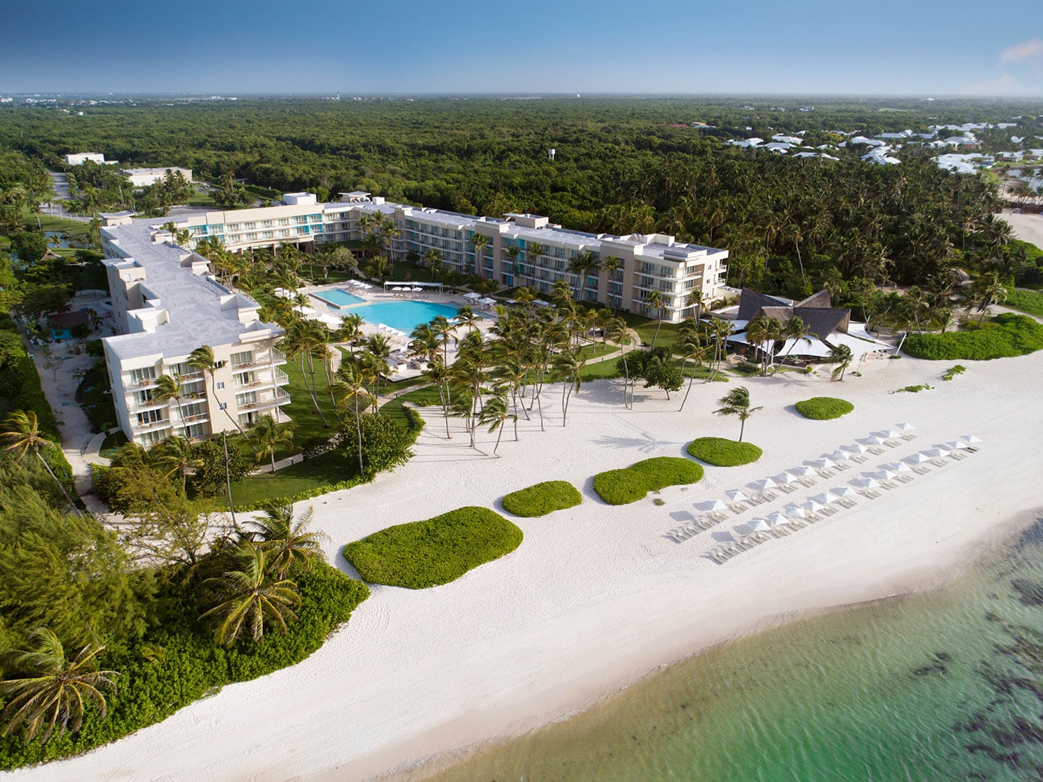 An aerial view of the Westin Puntacana Resort & Club in Punta Cana on the Caribbean island of the Dominican Republic