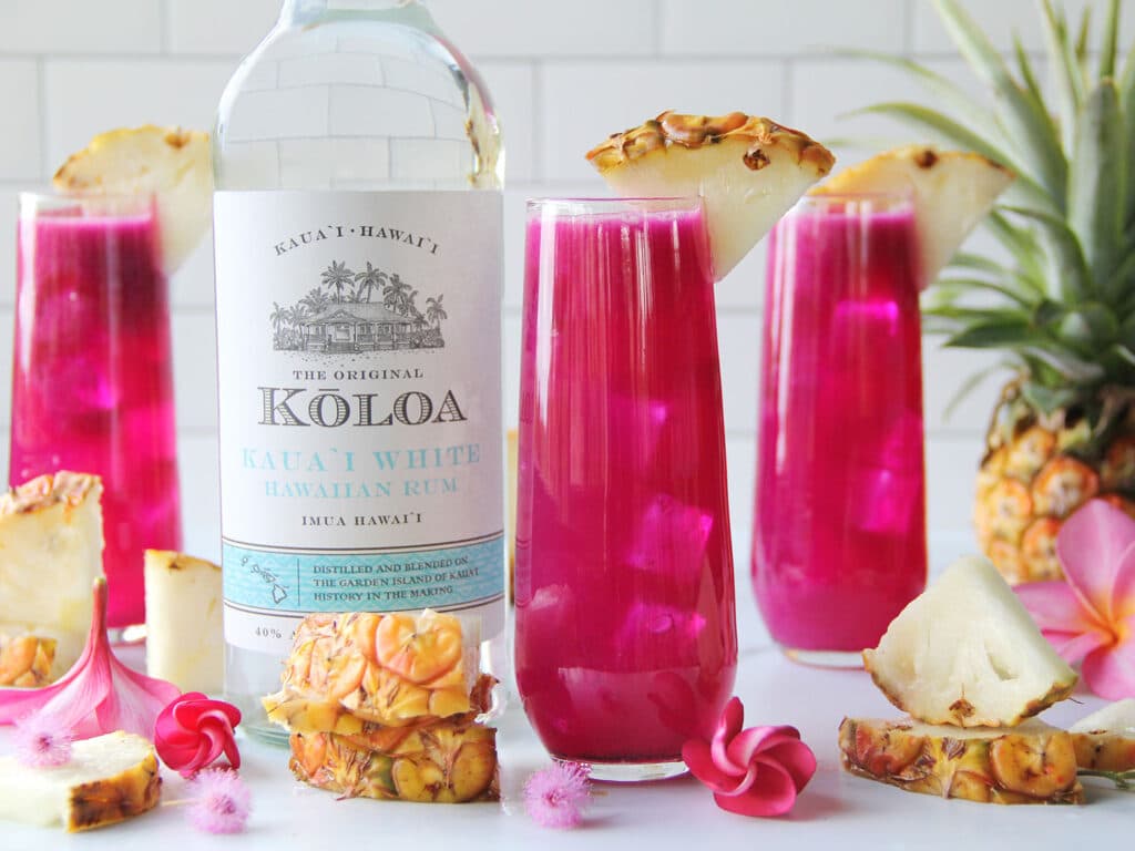 The Pink Pineapple Fizz cocktail from Kōloa Kaua’i White Rum.