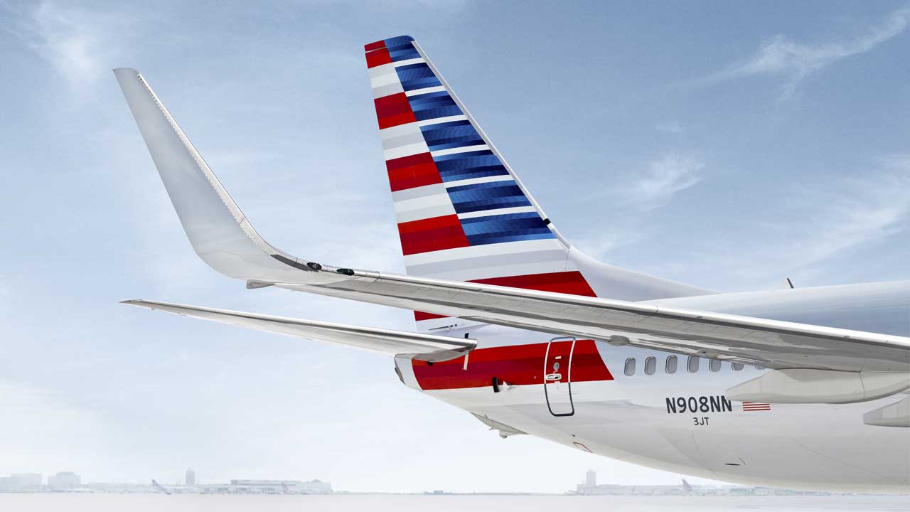 The tail of an American Airlines jet