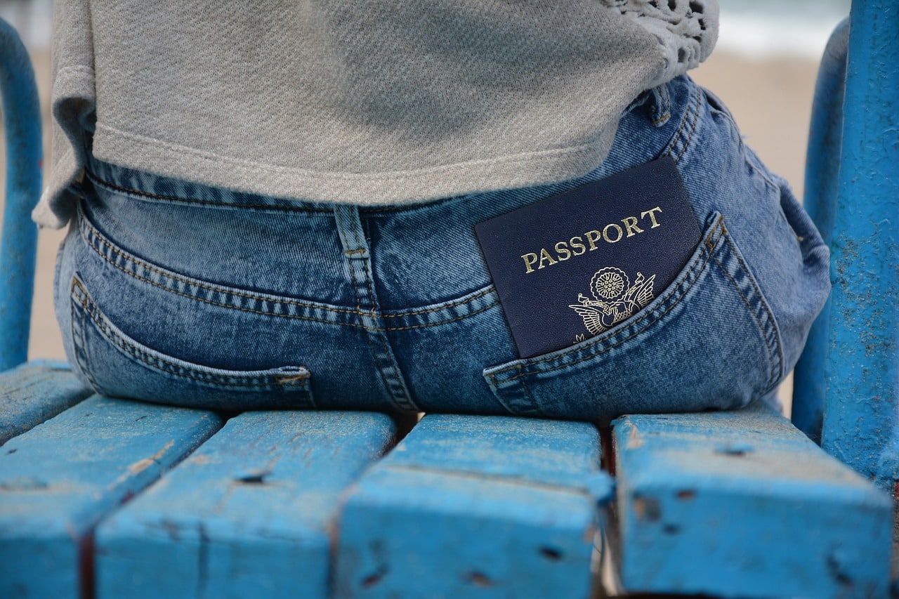 A passport in jeans pocket