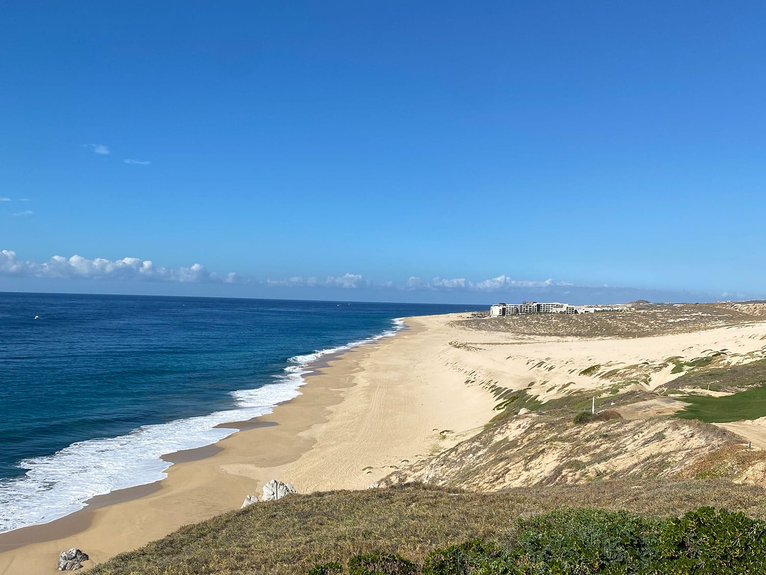 The beach view from the green of the 10th hole at Quivira Golf Club.