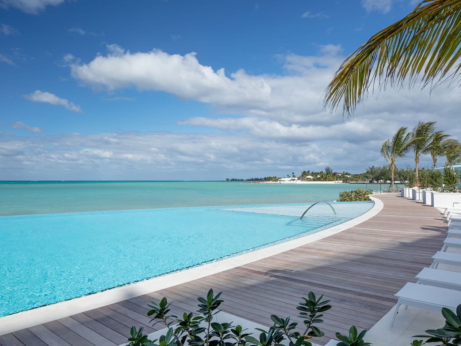The view from the infinity pool at the Goldwynn Resort in Nassau, Bahamas.