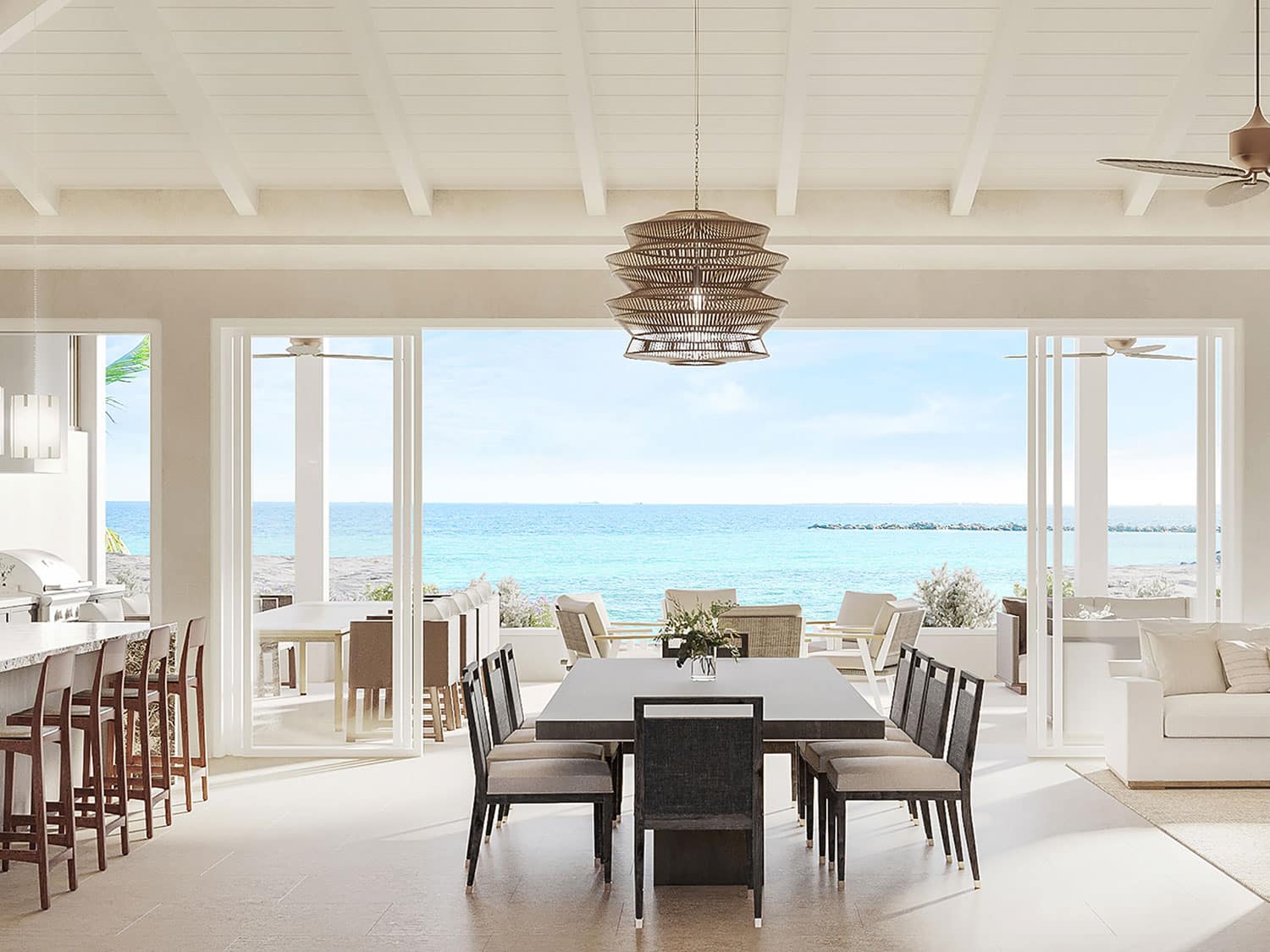 The view from the interior of Jasmine, a home in The Residences at Montage Cay, in the Abacos, Bahamas.