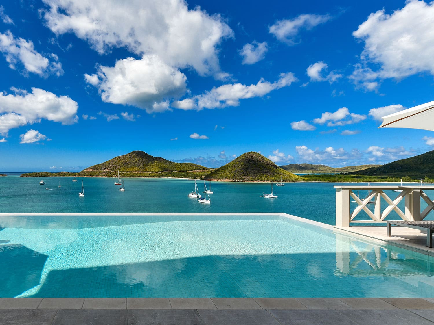 A view from the infinity pool at Villa Papillon in Antigua.