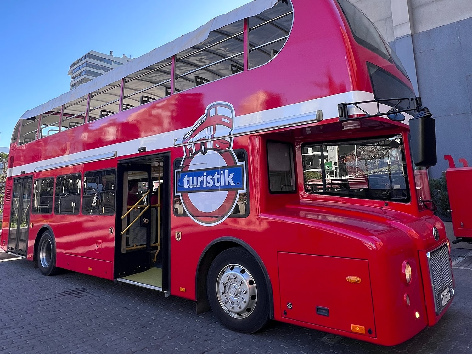 A tour bus from the company Turistik in Santiago, Chile.