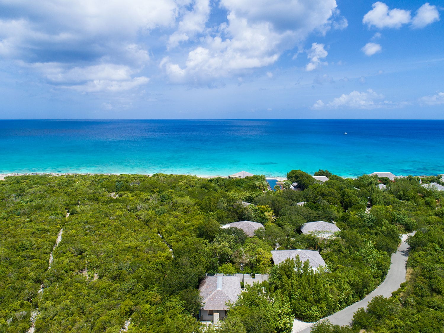 An aerial view of the property at Amanyara in Turks and Caicos.