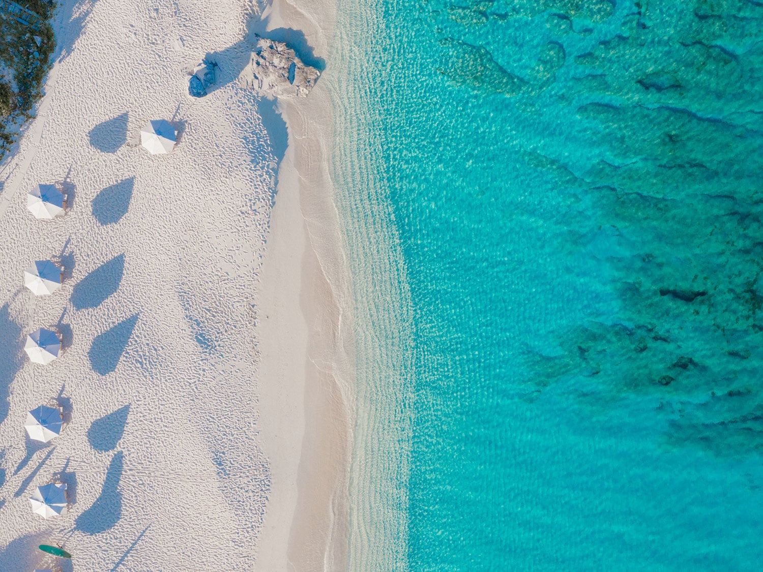 An aerial view of the beach at Amanyara in Turks and Caicos.