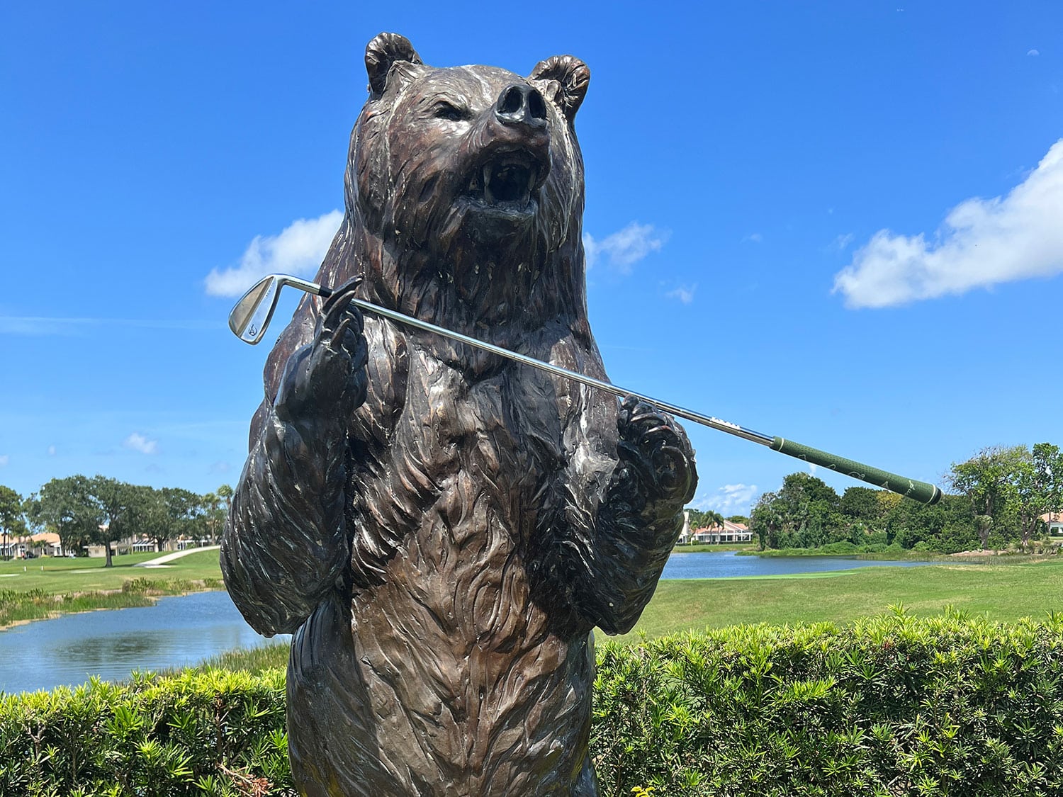 The Bear Trap statue at the PGA National Champions Course in Florida.