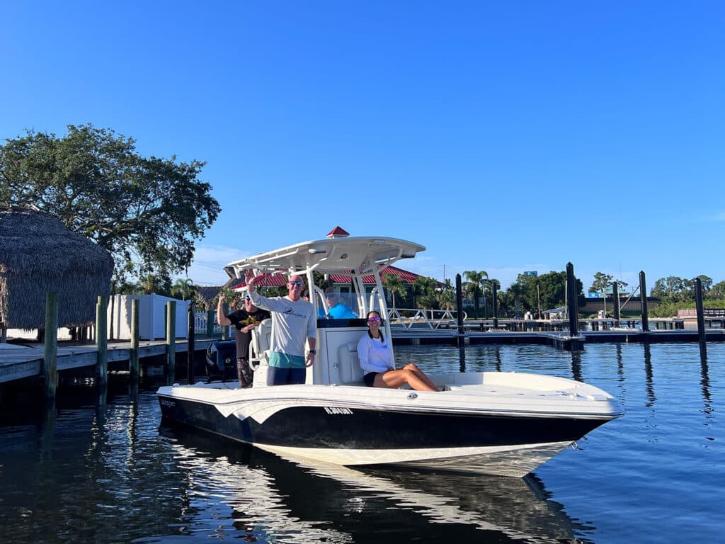 People on a boat preparing to go scalloping in Florida waters.