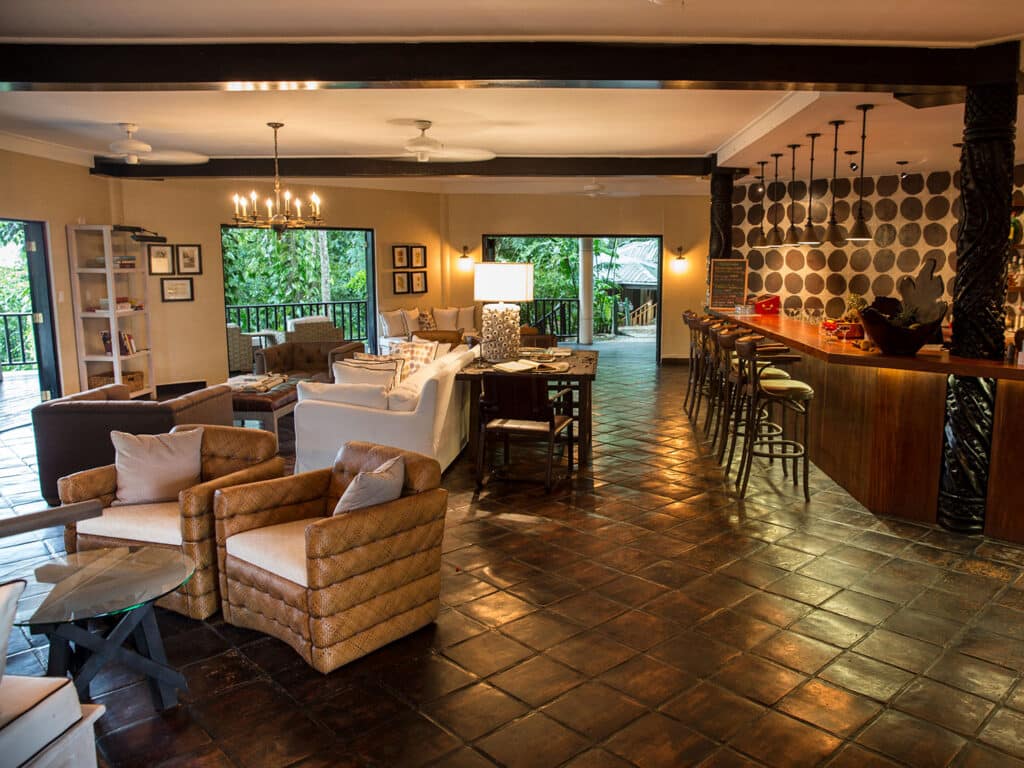 Copal Tree Lodge’s clubhouse bar in Belize.