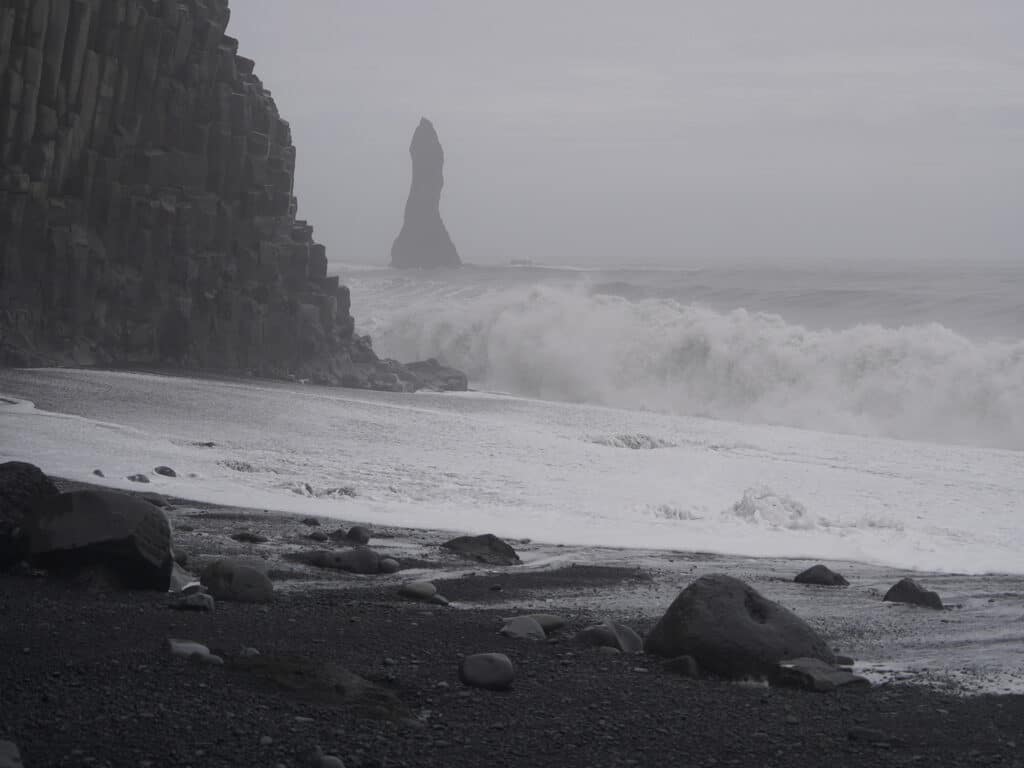 A black sand beach in Iceland