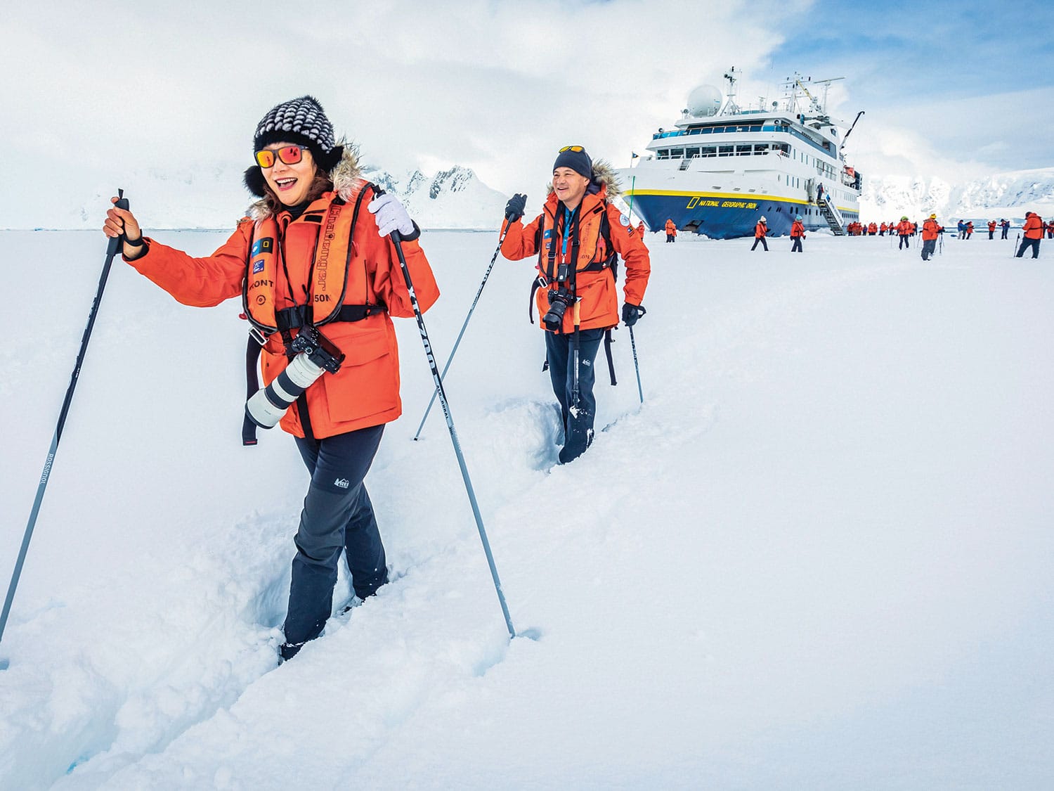 Passengers from the National Geographic Explorer explore Antarctica