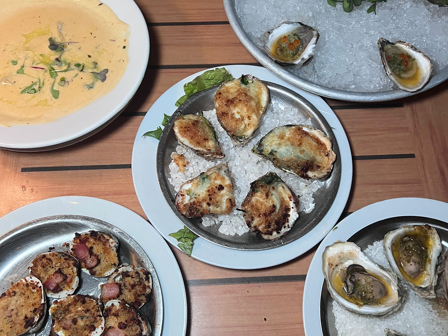A variety of dishes at Matunuck Oyster Bar