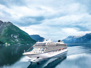 The Viking Sky cruise ship in Eidfjord