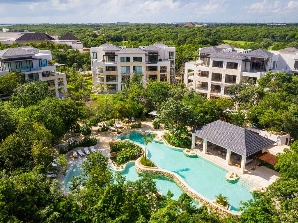 An aerial view of Fairmont Residences Mayakoba in Mexico