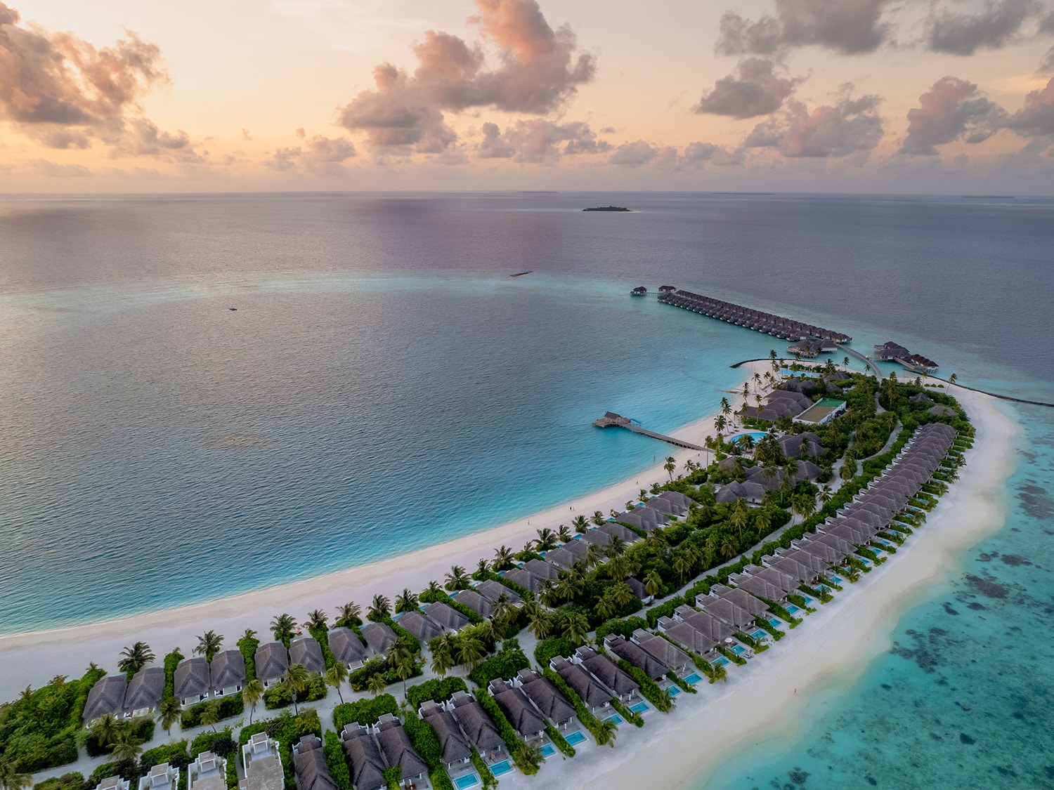 An aerial view of Sun Siyam Iru Veli in the Maldives